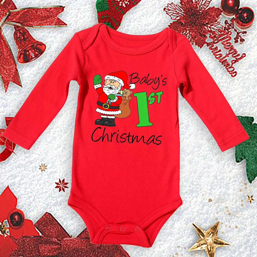 My First Christmas New Born Baby Bodysuits Clothes Ropa Toddler Girl Red Long Short Romper Jumpsuit Outfit Christmas Gifts