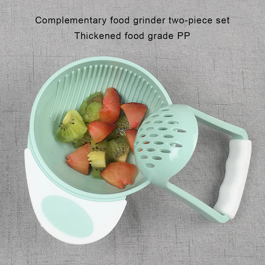 PP Baby Food Grinder Portable Solid Color Nonslip Odorless Manual Vegetable Fruit Potato Mash Maker Accessories