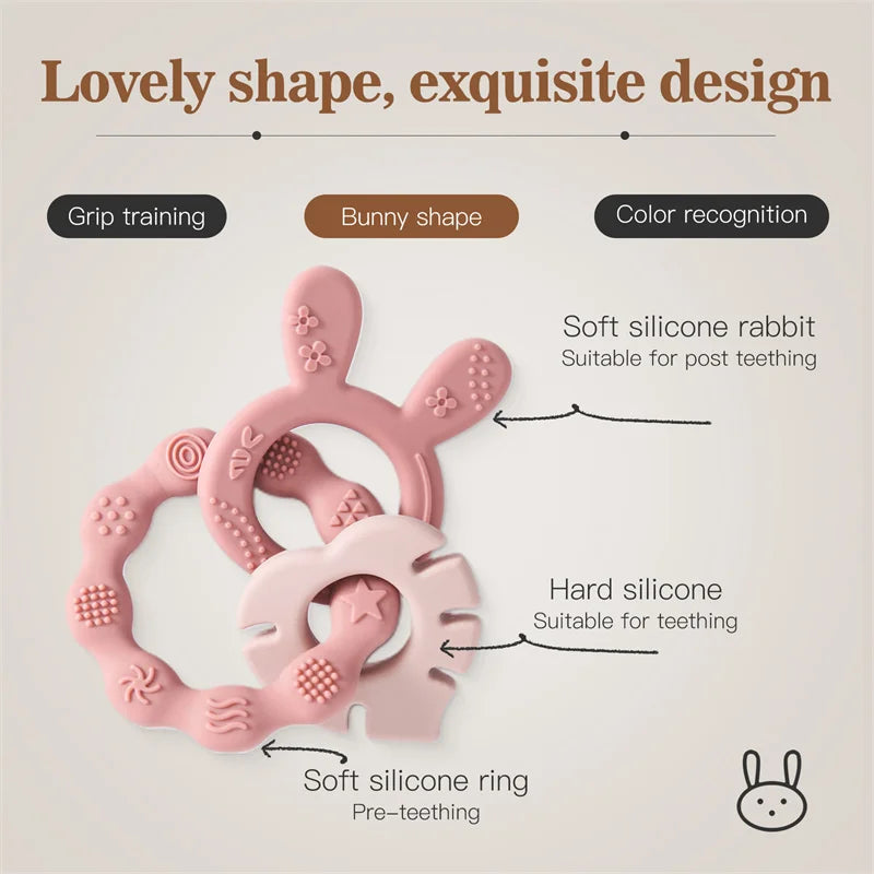 Baby Silicone Rabbit Bracelet Teether Toys BPA Free Nursing Teething Toys Food Grade Silicone Newborn Teething Toys Baby Gift