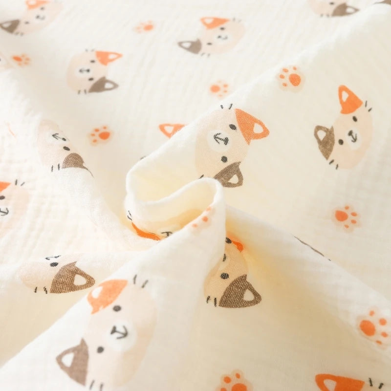 Cotton Swaddle Blanket Baby Blanket Floral Print Muslin Diaper Swaddle New Born Crinkle Fabric Stroller Cover