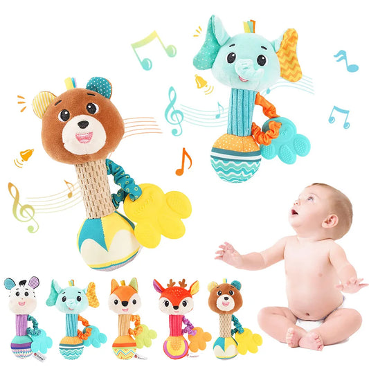 Montessori Baby Toys 0 6 12 Months Baby Rattles Newborn Babies Accessories Development Educational Handbell Plush Bell