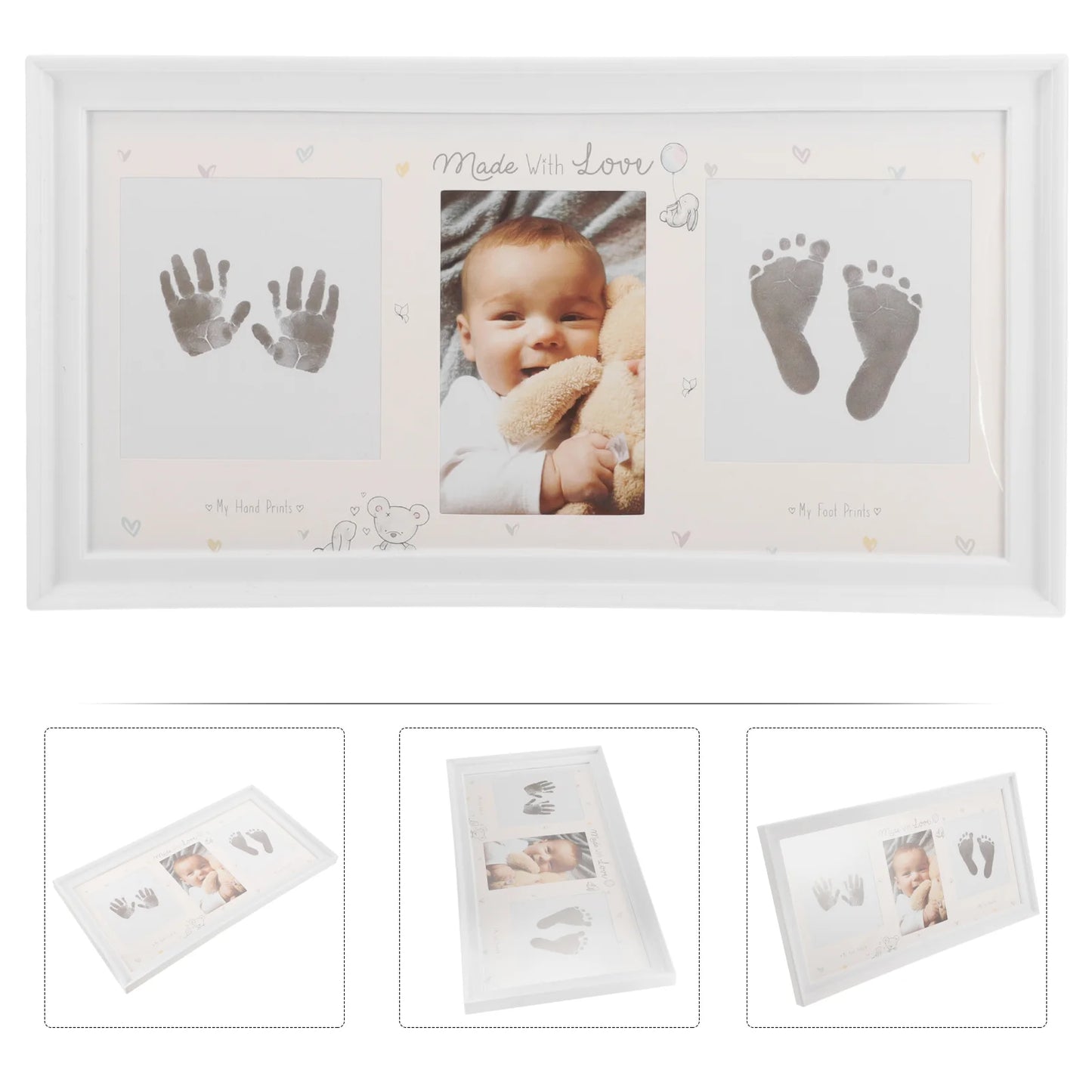 Hand Foot Print Photo Framesss Newborn Footprint Photo Framessss Baby Handprint Ornament Kit Pvc Ink Pad for Keepsake