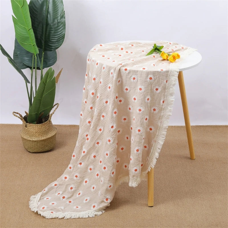 Bear Muslin Squares Cotton Baby Blanket for Newborn Plaid Infant Swaddle Blanket Babies Accessories Bed Summer Comforter