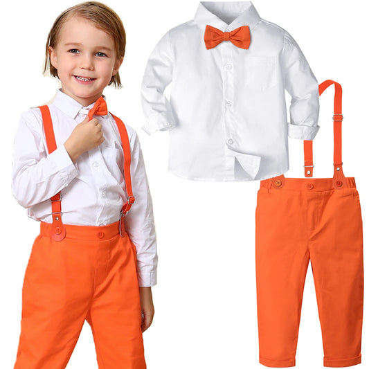 Baby Boy Halloween Outfit Set Suit for Kids Clothes Toddler Party Gift Infant Suspender Orange Formal Winter Photography Costume