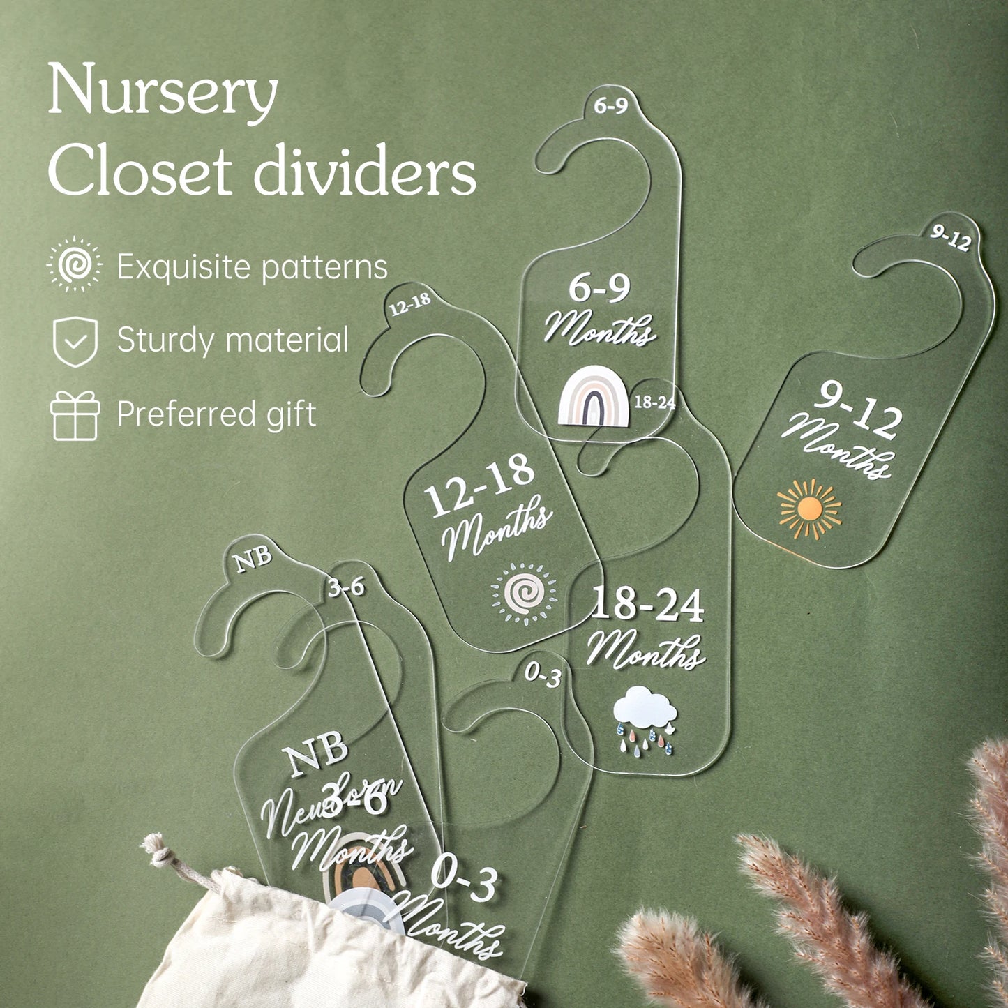 7PCS Acrylic Baby Closet Divider 24 Months Nursery Clothes Organizer for Baby Newborn Gift