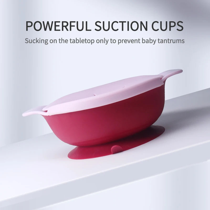 1pcs Baby Feeding Bowl Set With Straw Lid Portable Snack Container Silicone Suction Cup Children's Tableware Bpa Free Baby Stuff