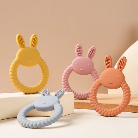 Baby Accessories Teether Cartoon Rabbit Rodent Molar Toys Food Grade Silicone Teether BPA Free Newborn Teething Stuff Gift