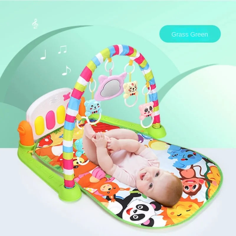 Baby Fitness Piano Keyboard Mat Fitness Rack Newborn Play Blanket For Home Cute Animal Baby Indoor Crawling Activity Mat Toys