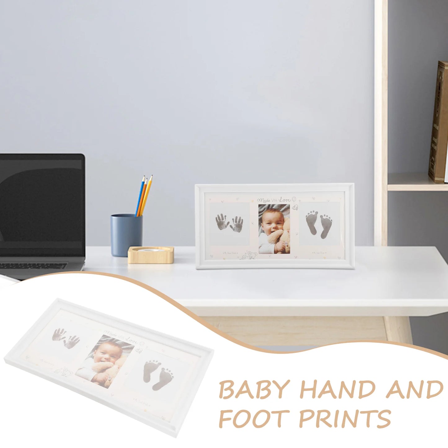 Hand Foot Print Photo Framesss Newborn Footprint Photo Framessss Baby Handprint Ornament Kit Pvc Ink Pad for Keepsake