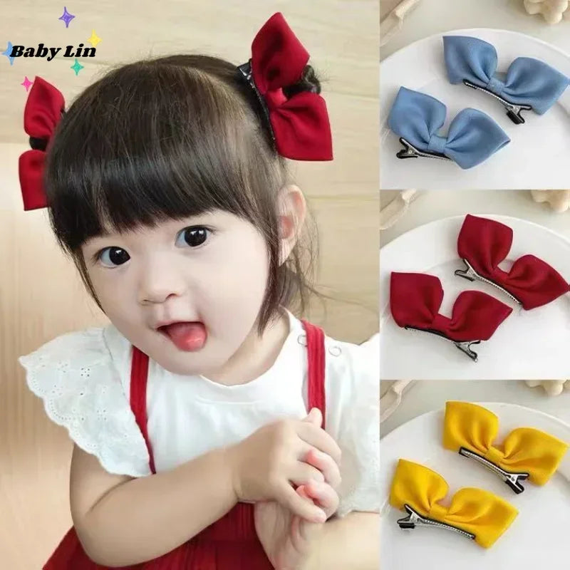 2 Pcs/Set 5cm Korean Children Bow Headdress Hair Clips Girls Cute Barrettes Card Issuance Side Hairpins Fashion Accessories