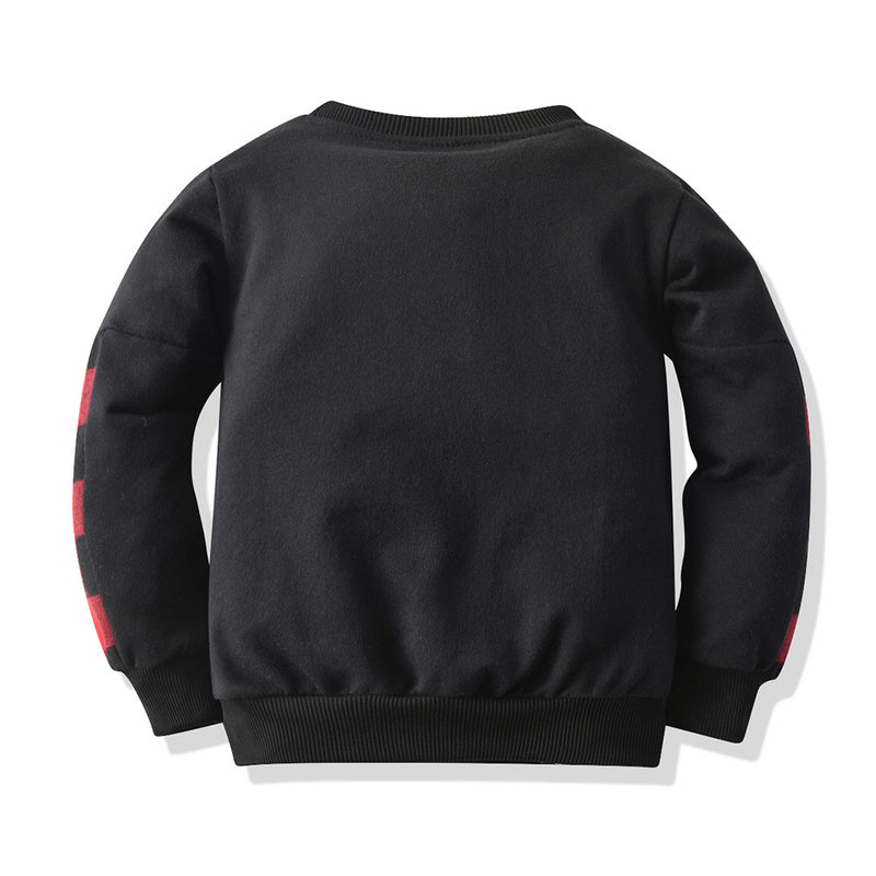 Two-piece Long-sleeved Sweater Stitching Red And Black Grid Trendy Trousers