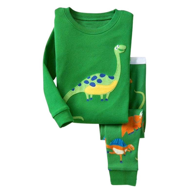 Long-sleeved Cartoon Dinosaur Print Pajamas Two-piece Suit