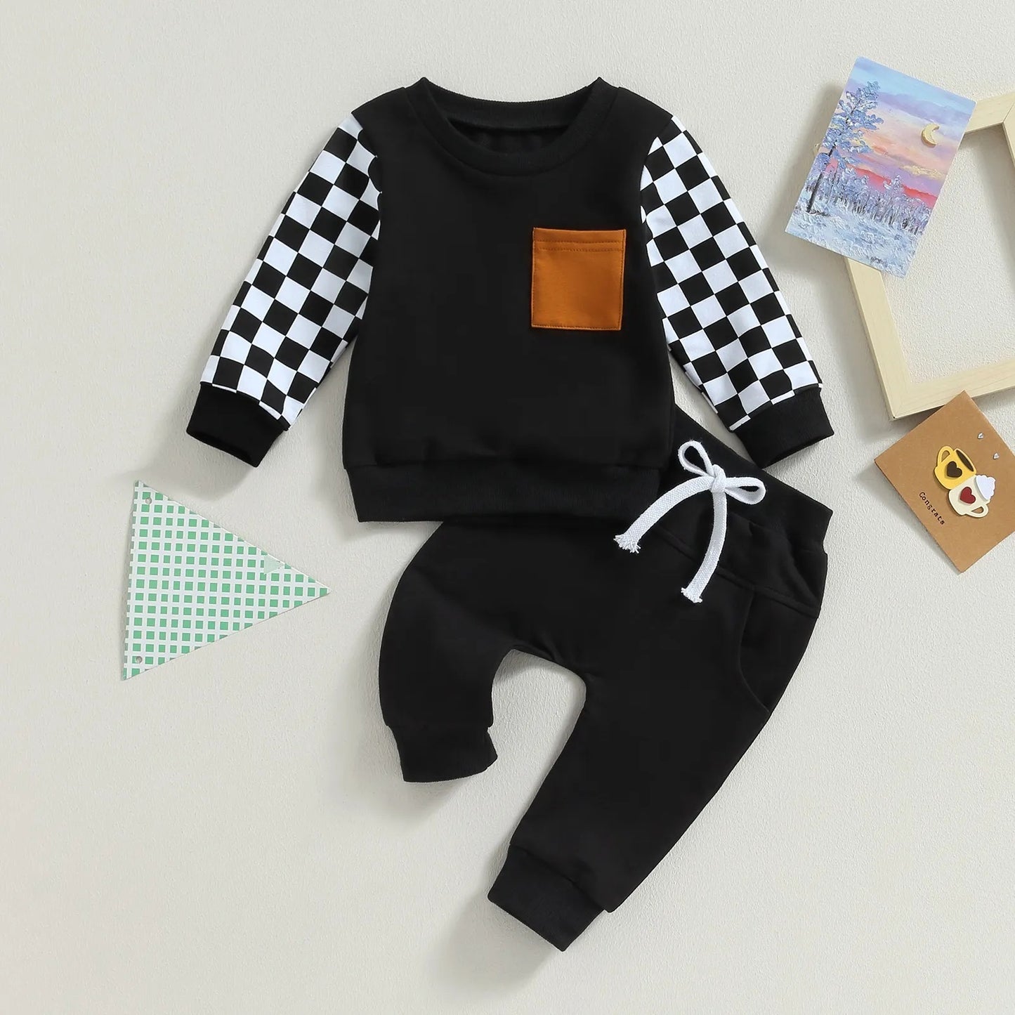 Autumn And Winter Solid Color Lace-up Sweatpants 2-piece Children's Fashion Casual